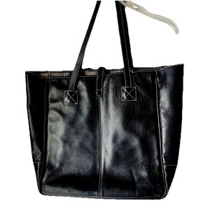 Barrington Grant Thornton Nantucket  Black Pebbled Leather Tote Bag Plaid Lined